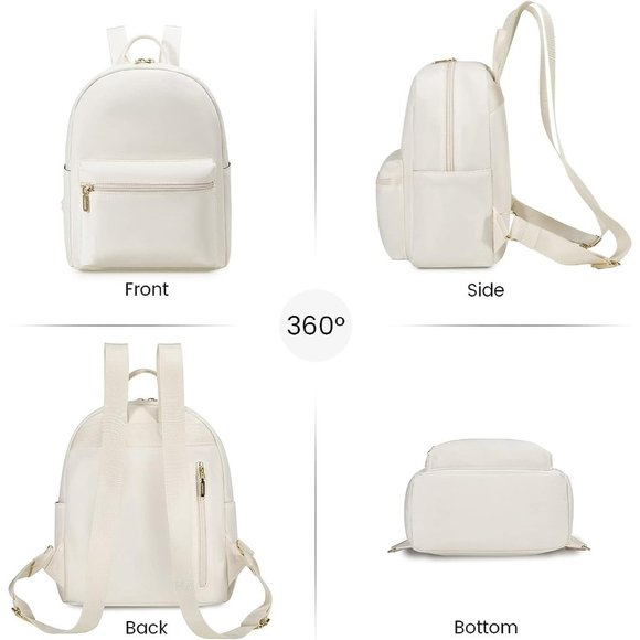 Women Beige Nylon Light Weight Small Waterproof Mini Backpack